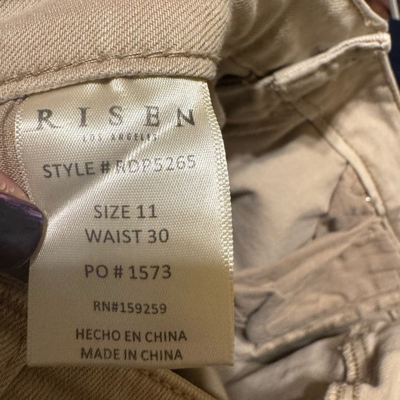 Risen Jeans High Rise Distressed Straight Leg Sand Khaki Color Sz 11 Waist 30 - Picture 16 of 16